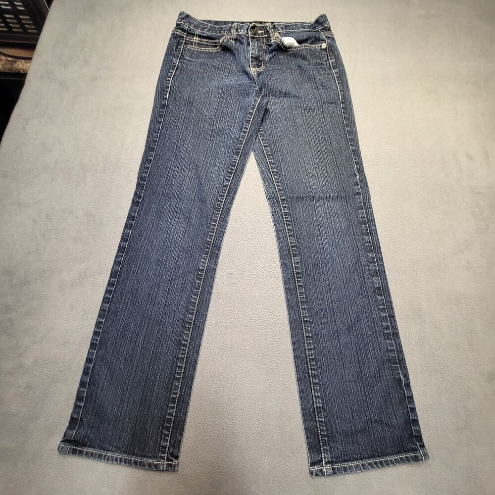 Calvin Klein Jean Womens 6 Blue Skinny Straight Leg Stretch Distressed Denim